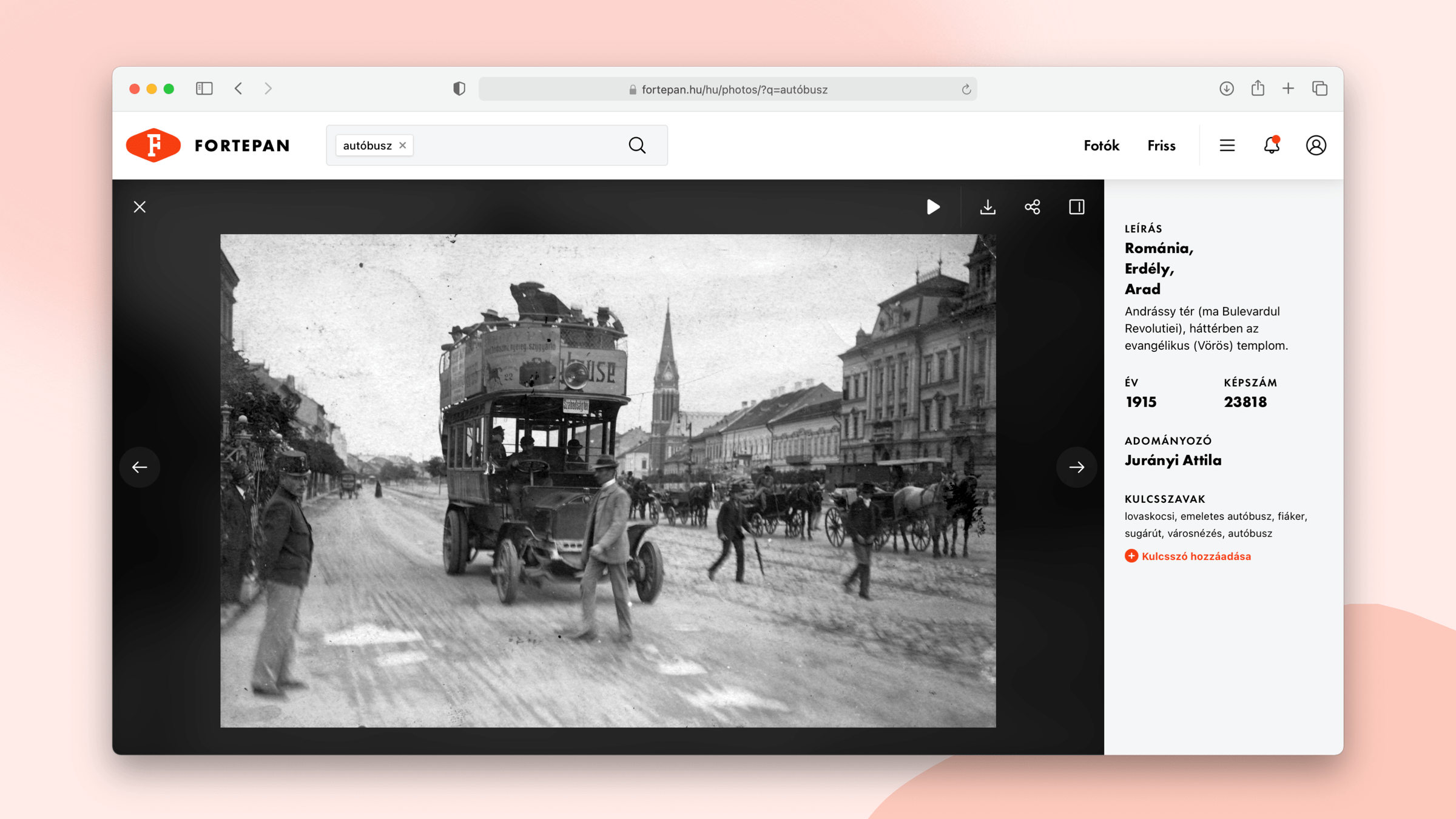 Detailed view of the browsing experience.
